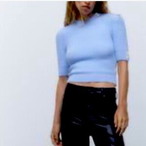 Light blue short sleeve turtleneck sweater!! Brand New With Tags size L